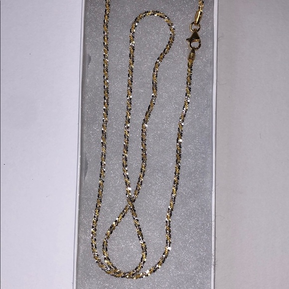 24k Over Silver Sparkle Chain Necklace 